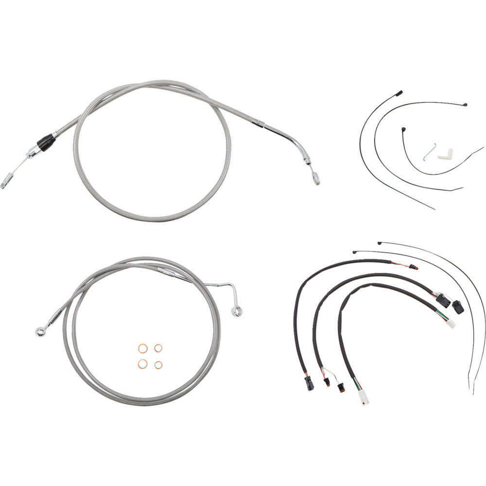 21-22 for Harley FLHT/FLHX/S/ST MAGNUM Cable Kit XR Stainless/Chrome 12-14