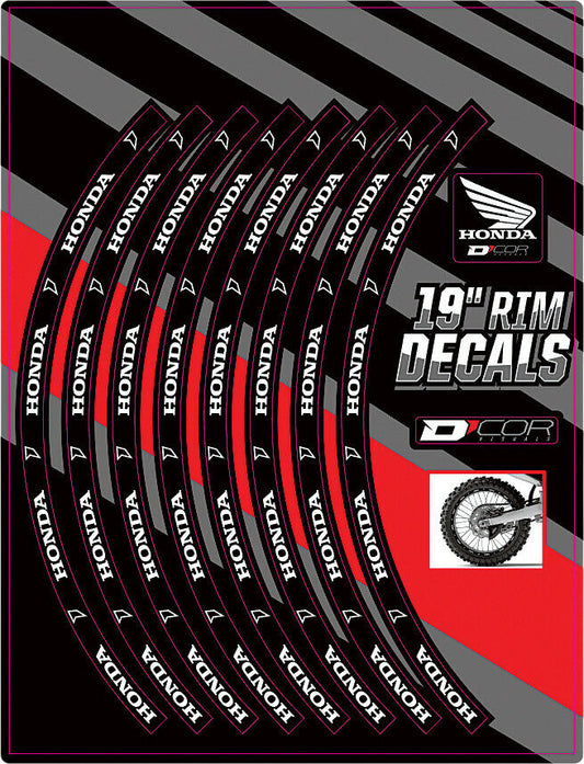 97-'14 for Honda CR500AF D-COR Rim Decals 19" Honda Logo Rear