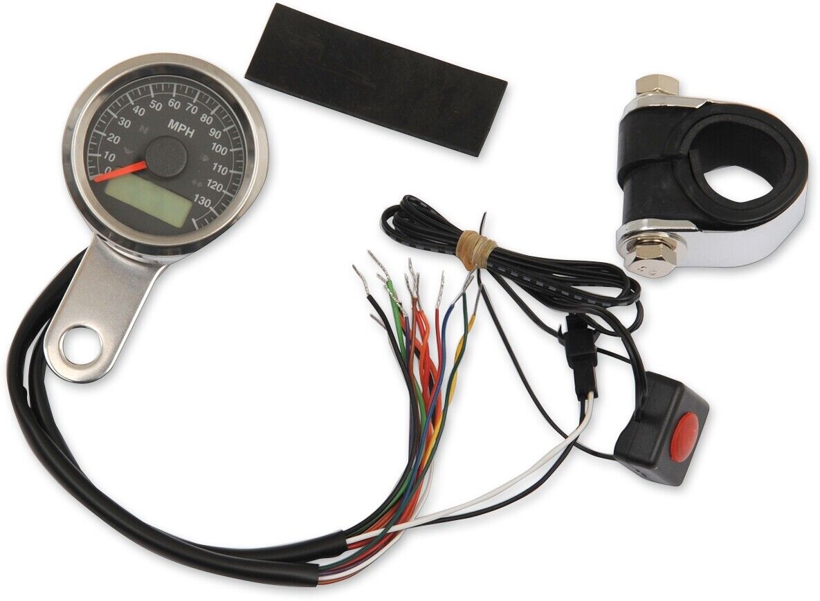 02-03 for Harley 883 XLR Programmable Speedometer Stainless Steel Black Face 1-7