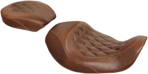 2008-2017 for Harley Fat Bob FXDF MUSTANG Wide Tripper Rear Seat Diamond Brown D