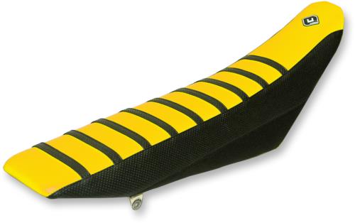02-19 for Suzuki RM 85 FLU DESIGNS INC. Pro Rib Seat Cover Yellow/Black