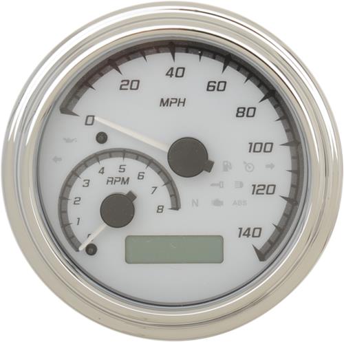18-21 for Harley FLSL DAKOTA Analog Gauge System White/Gray/Chrome MVX-11-WG-C