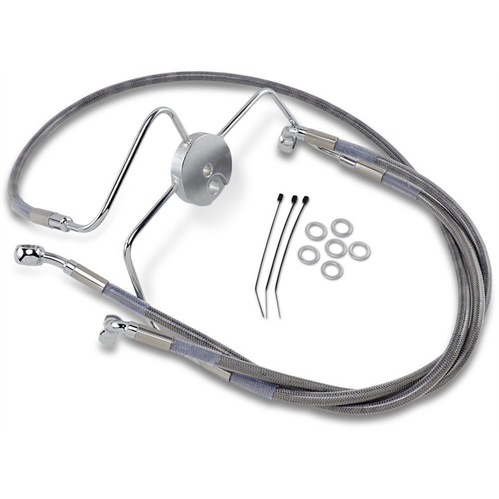 99-07 for Harley FLHR, 99-06 FLTR/I DS Extended Front Brake Line Kit +10
