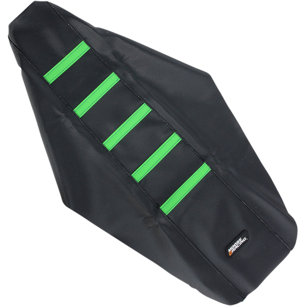 03-07 for Kawasaki KX 250 MOOSE RACING Ribbed Seat Cover Black Cover/Green Ribs