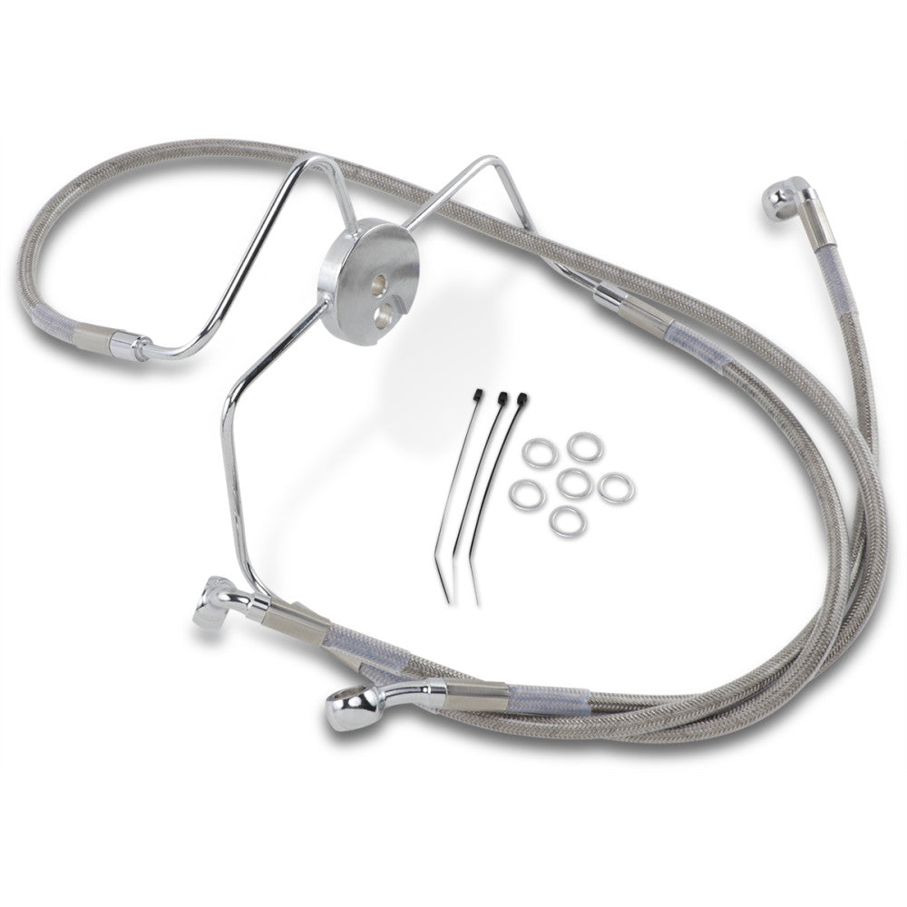 99-07 for Harley FLHR, 99-06 FLTR/I DS Extended Front Brake Line Kit +4