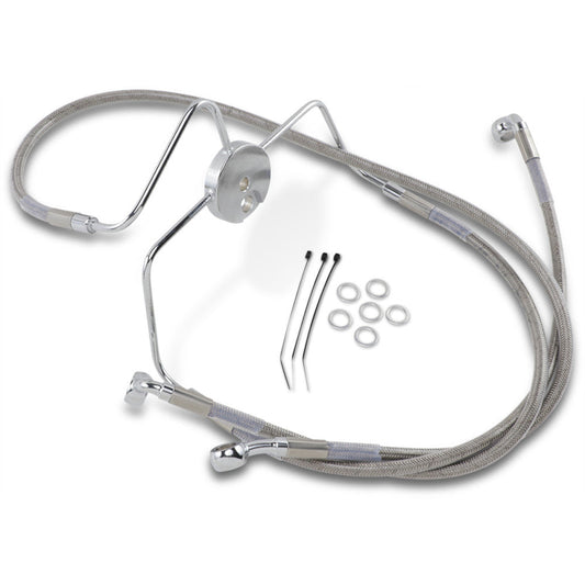 99-07 for Harley FLHR, 99-06 FLTR/I DS Extended Front Brake Line Kit +4