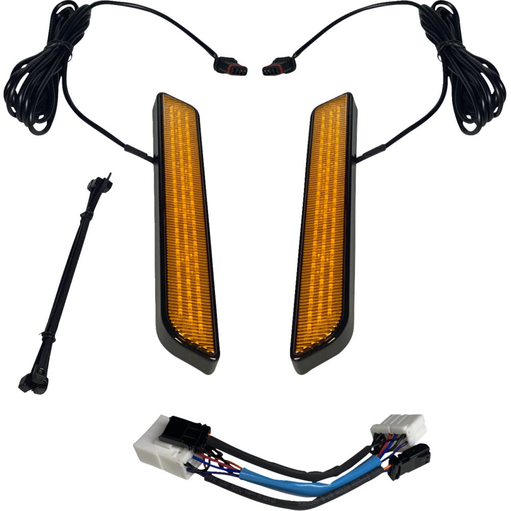 2012-2017 for Harley Softail Deluxe EFI FLSTNI LED Fork Light Amber Black