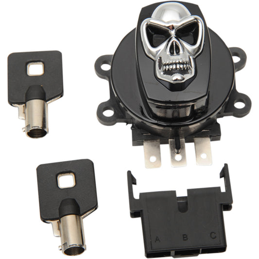 09-13 for Harley Road King EFI FLHR DRAG SPECIALTIES Ignition Switch Skull Black