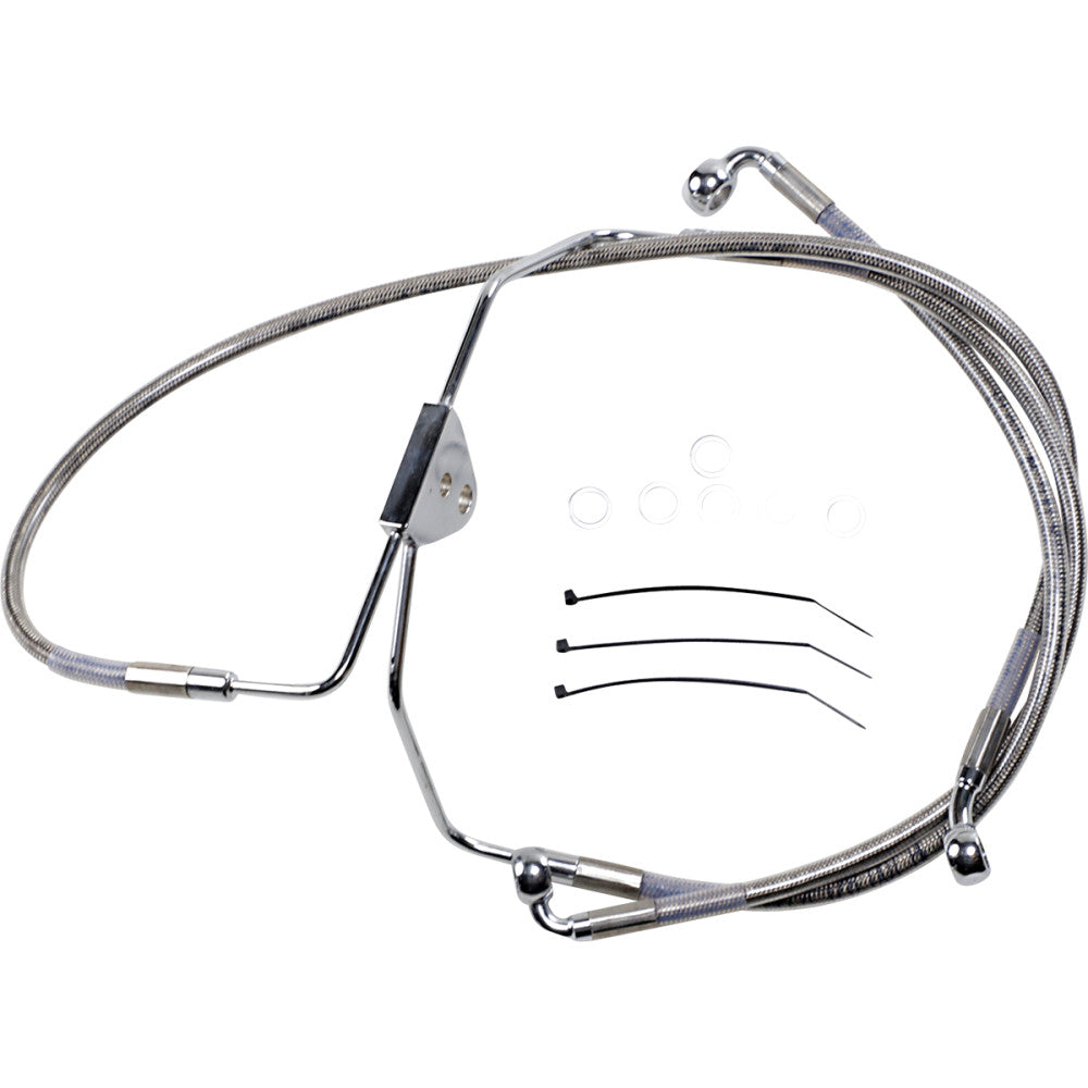 08-13 for Harley FLHT/FLHR/FLHX/FLTR DS Ext Front Brake Line Kit +2 W/O ABS