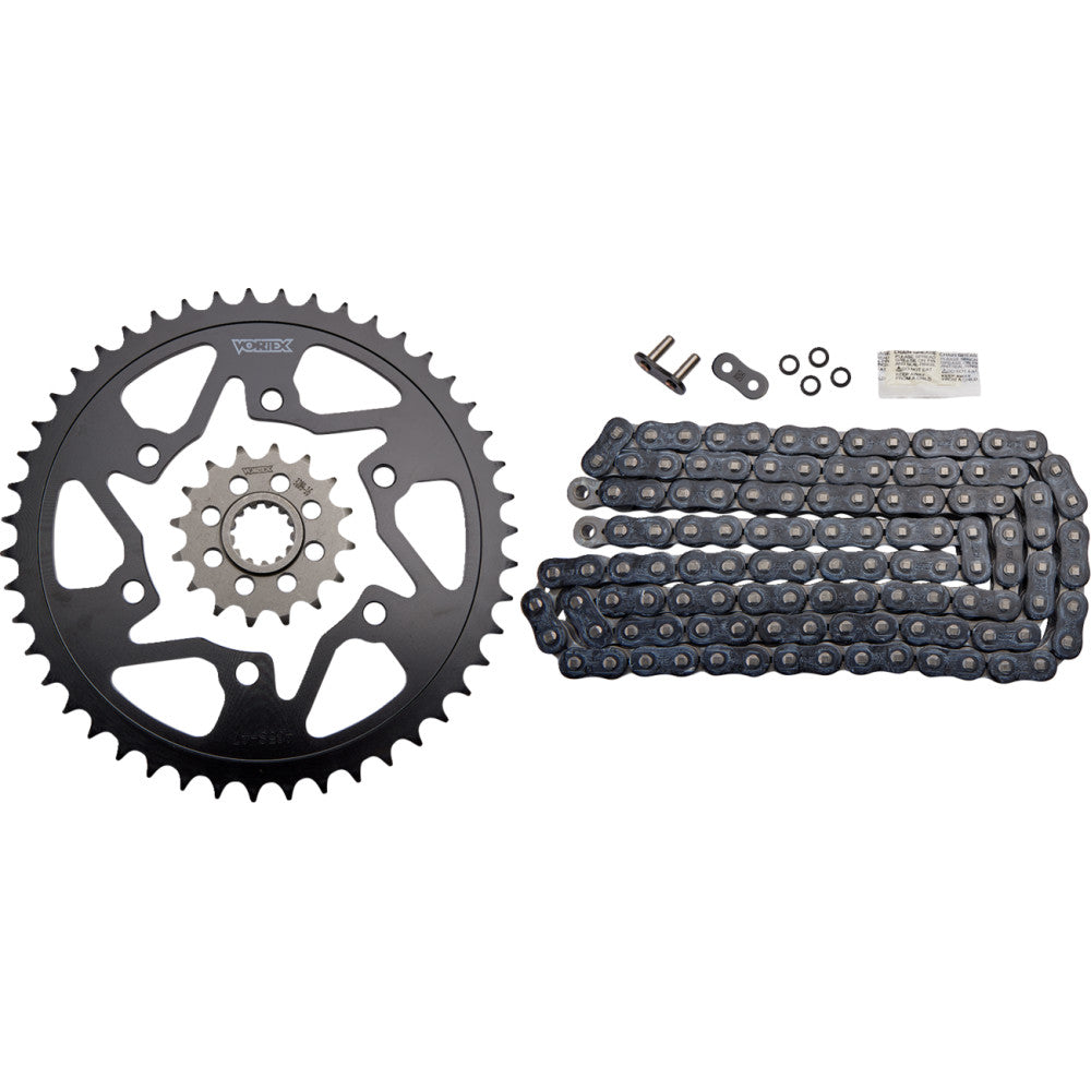 06-'08 for Yamaha YZF-R1 Sprocket/Chain Kit Stl/Stl 16/47T Sil Rx3 520-118L Blk