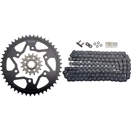 06-'08 for Yamaha YZF-R1 Sprocket/Chain Kit Stl/Stl 16/47T Sil Rx3 520-118L Blk