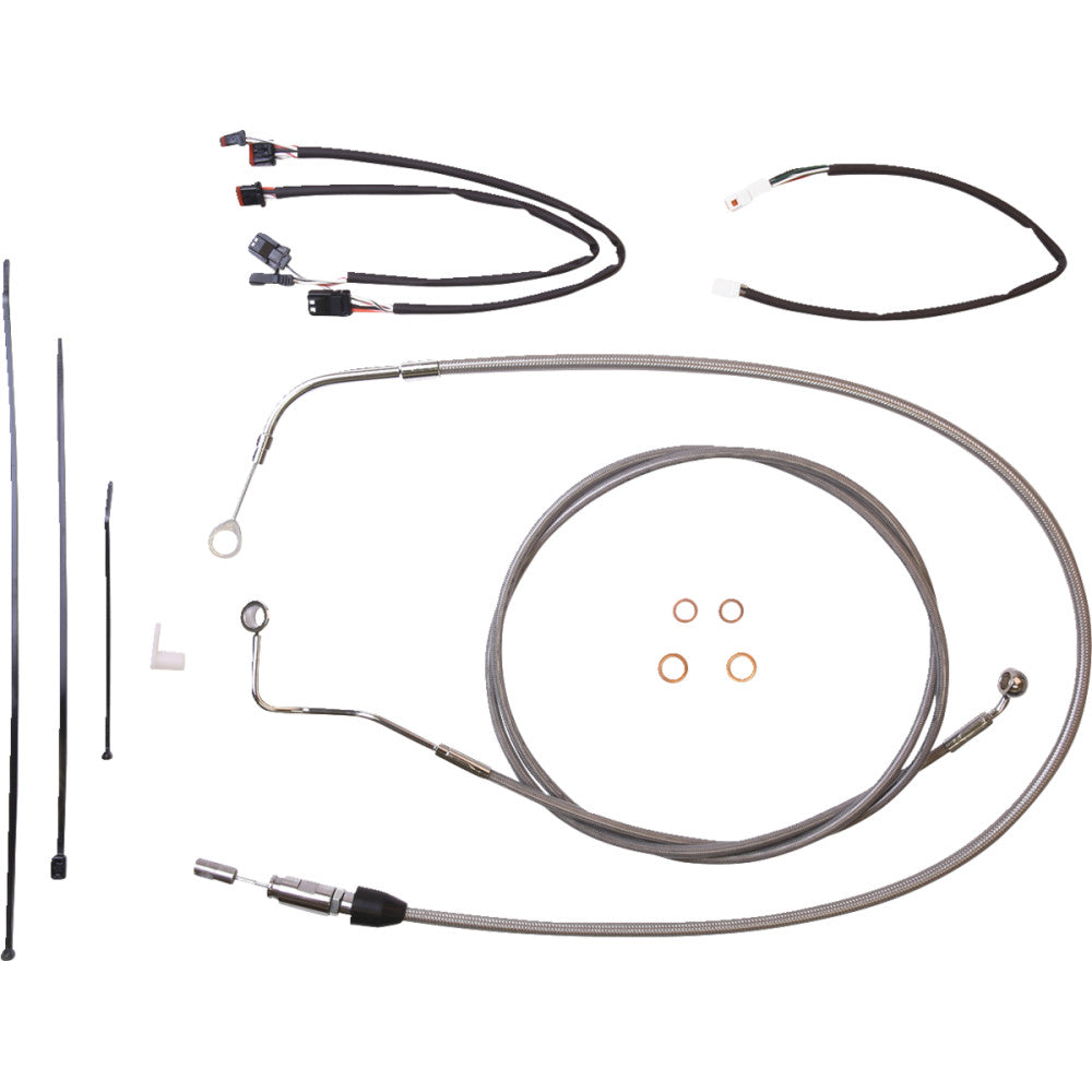 21-22 for Harley FLHT/FLHX/S/ST MAGNUM Cable Kit XR Stainless/Chrome 12-14