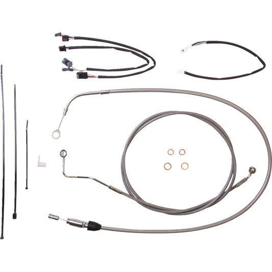 21-22 for Harley FLHT/FLHX/S/ST MAGNUM Cable Kit XR Stainless/Chrome 12-14" Bars