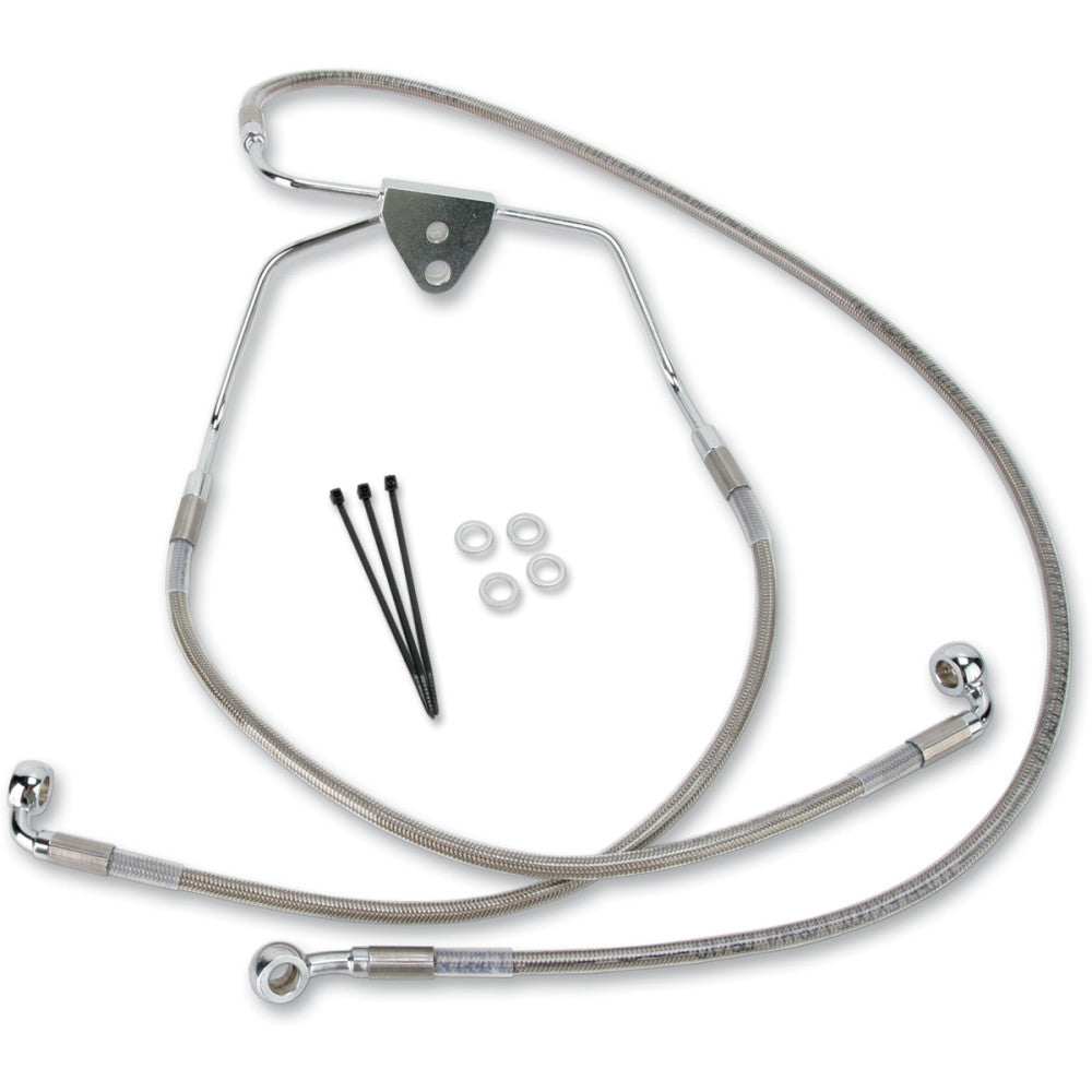 08-13 for Harley FLHT/FLHR/FLHX/FLTR DS Ext Front Brake Line Kit +2 W/O ABS