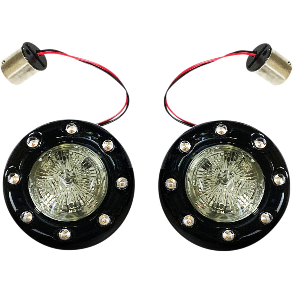 21 for Harley Softail Low Rider S FXLRS Bullet Turn Signal 1156 Black Smoke Lens