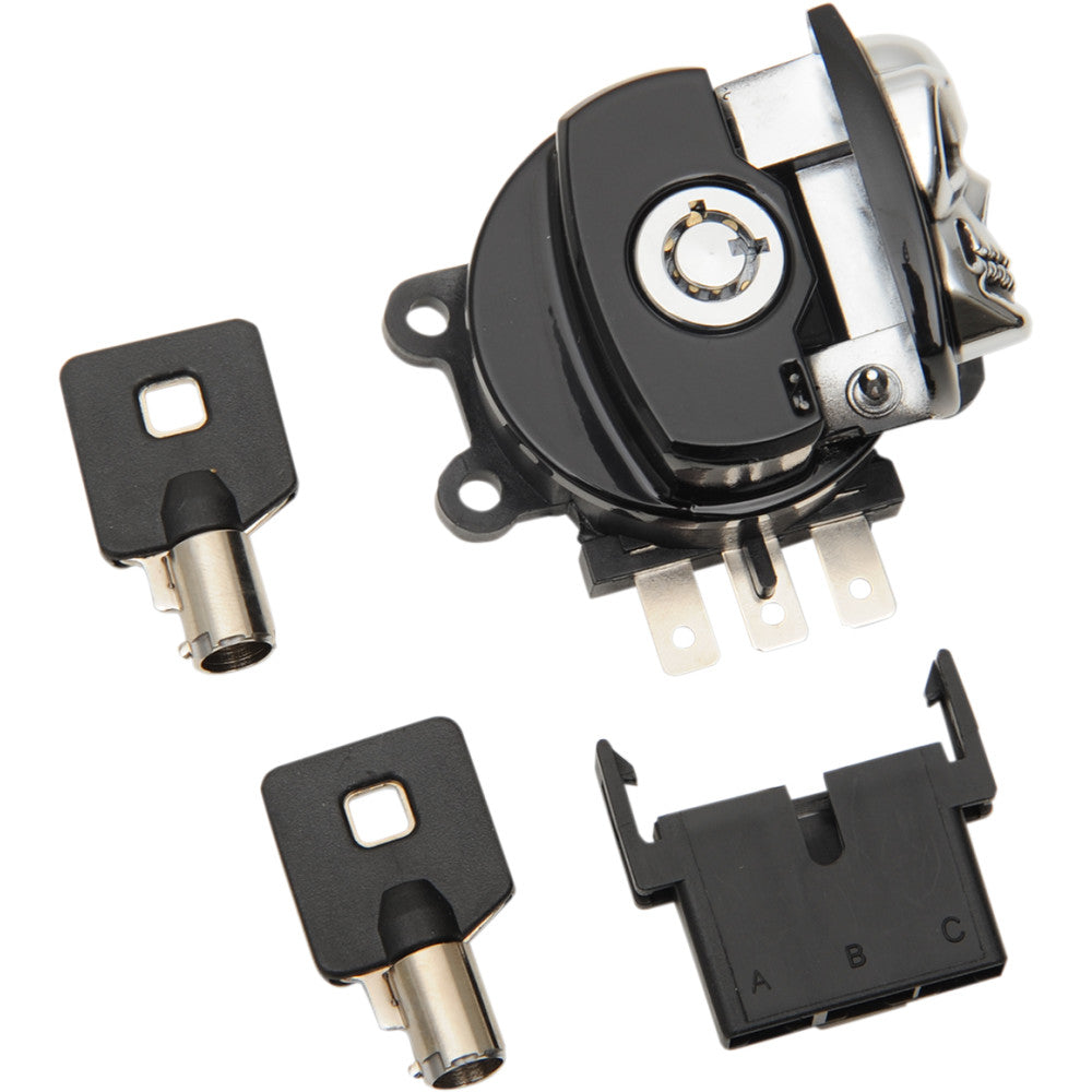 09-13 for Harley Road King EFI FLHR DRAG SPECIALTIES Ignition Switch Skull Black