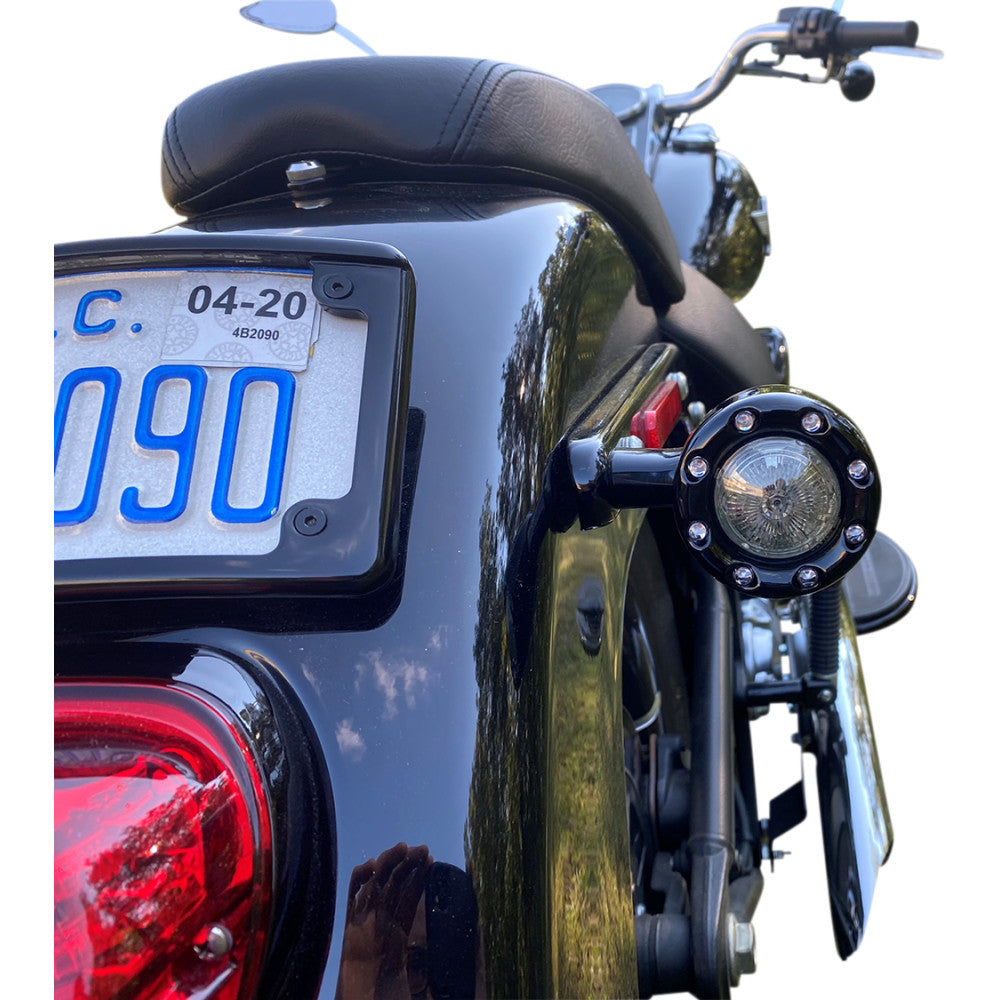 21 for Harley Softail Low Rider S FXLRS Bullet Turn Signal 1156 Black Smoke Lens