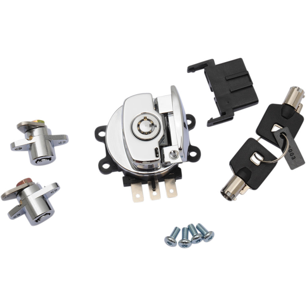 09-13 for Road King EFI FLHR Side Hinge Ignition Switch W/ Saddlebag Lock Chrome