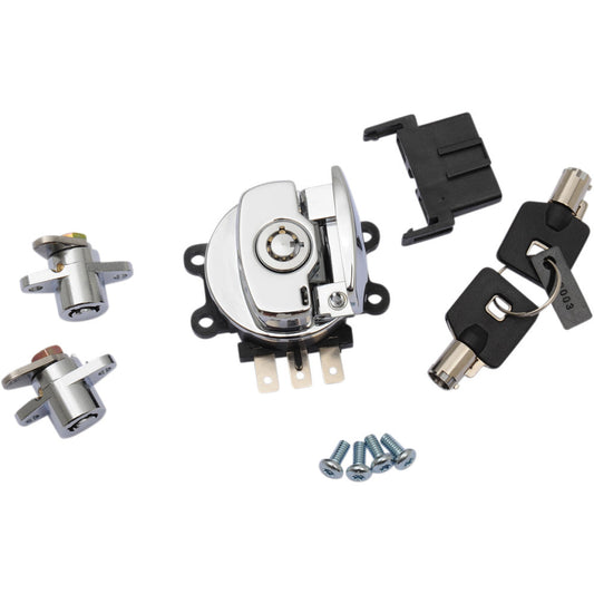 09-13 for Road King EFI FLHR Side Hinge Ignition Switch W/ Saddlebag Lock Chrome