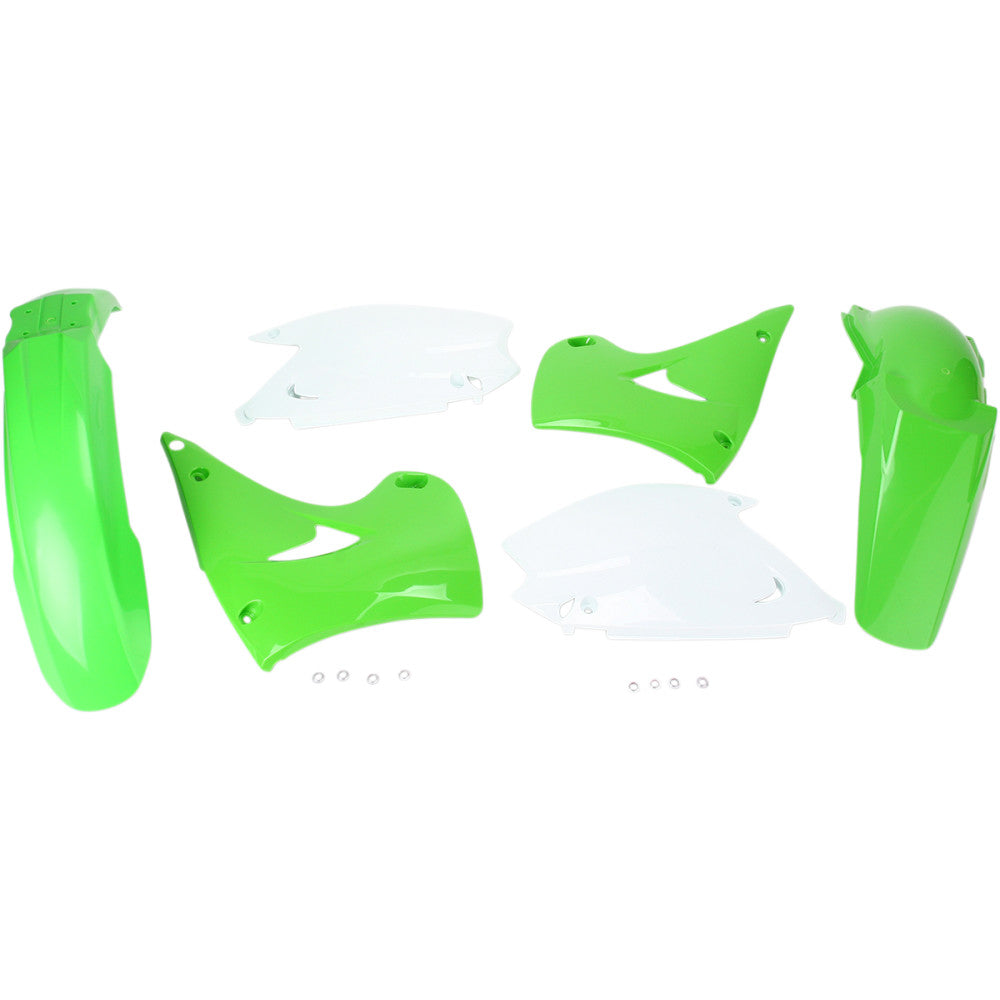 03-07 for Kawasaki KX 250 Standard Replacement Body Kit '05 OE Green/White