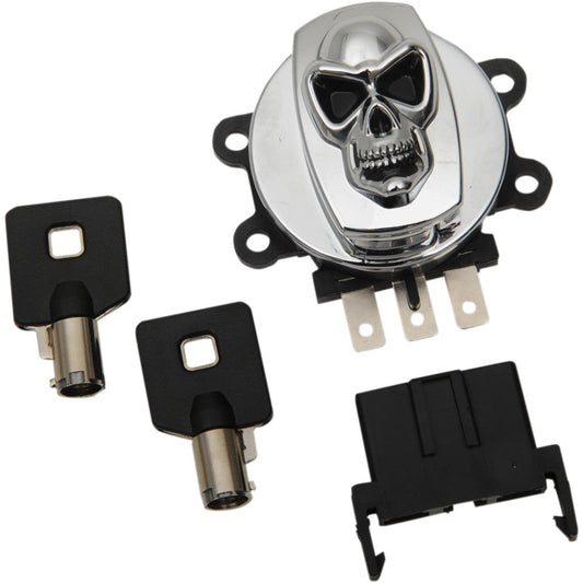 2009-2013 for Harley Road King EFI FLHR Ignition Switch Skull Chrome