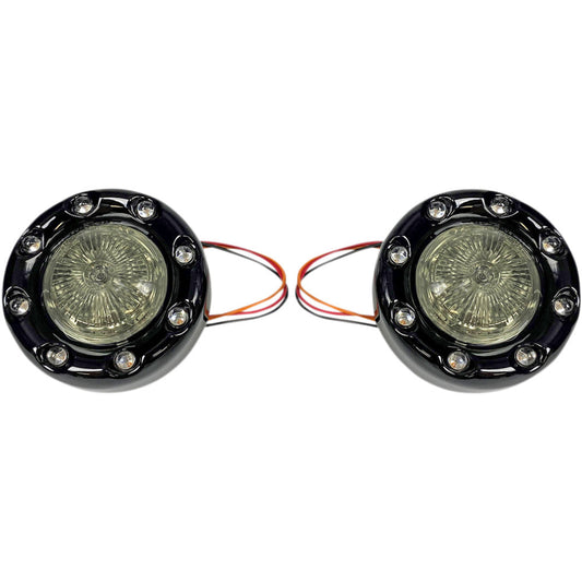 2021 for Harley Softail Slim FLSL Bullet Turn Signal 1157 Black Smoke Lens S80