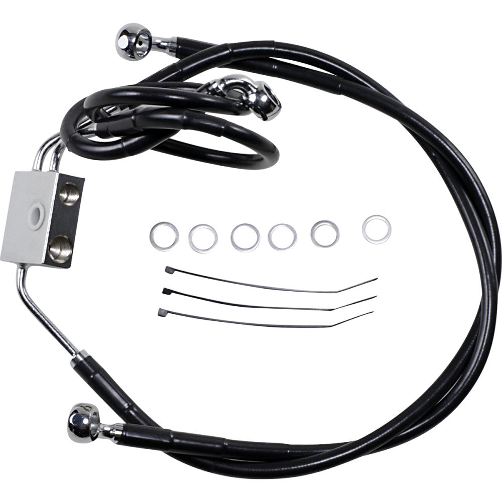 12-17 for Harley FXDF DS Extended Front Brake Line Kit +2 Lower/Upper W/ ABS