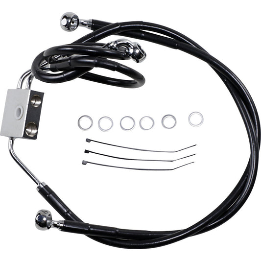 12-17 for Harley FXDF DS Extended Front Brake Line Kit +2 Lower/Upper W/ ABS