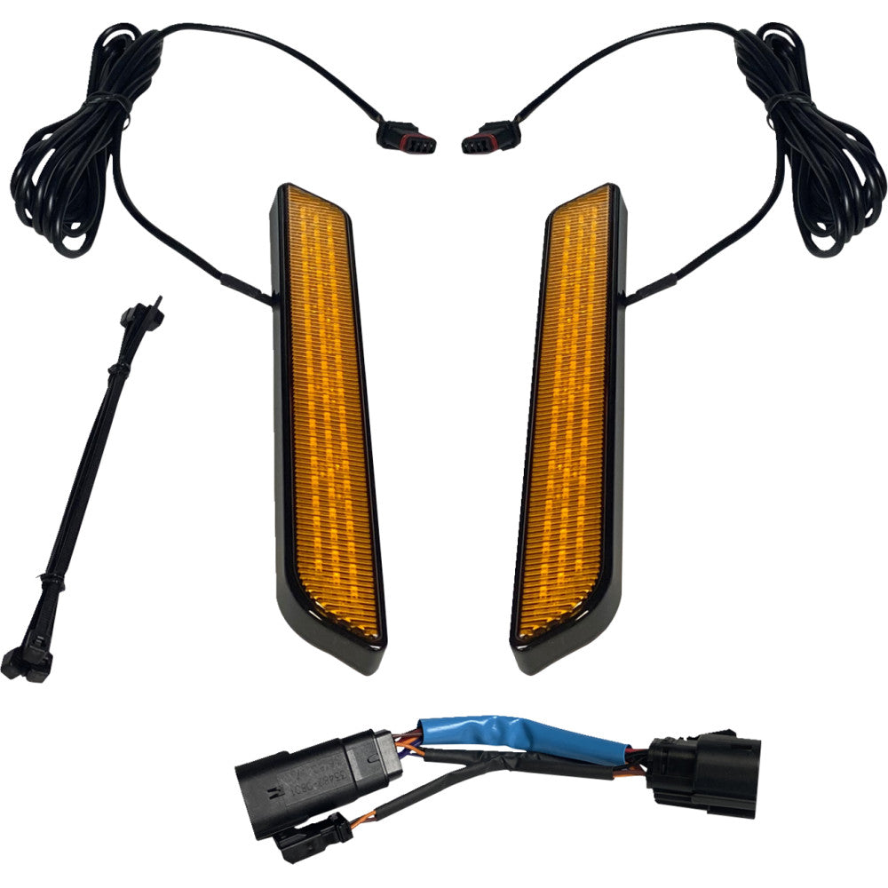 2013 for Harley CVO Road King FLHRSE5 CUSTOM DYNAMICS LED Fork Light Amber Black