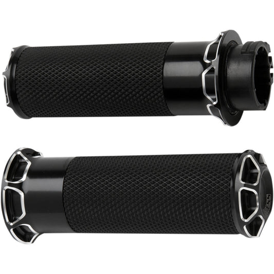 2018-2021 for Harley Softail FLHC ARLEN NESS Grips Beveled TBW Black 07-329
