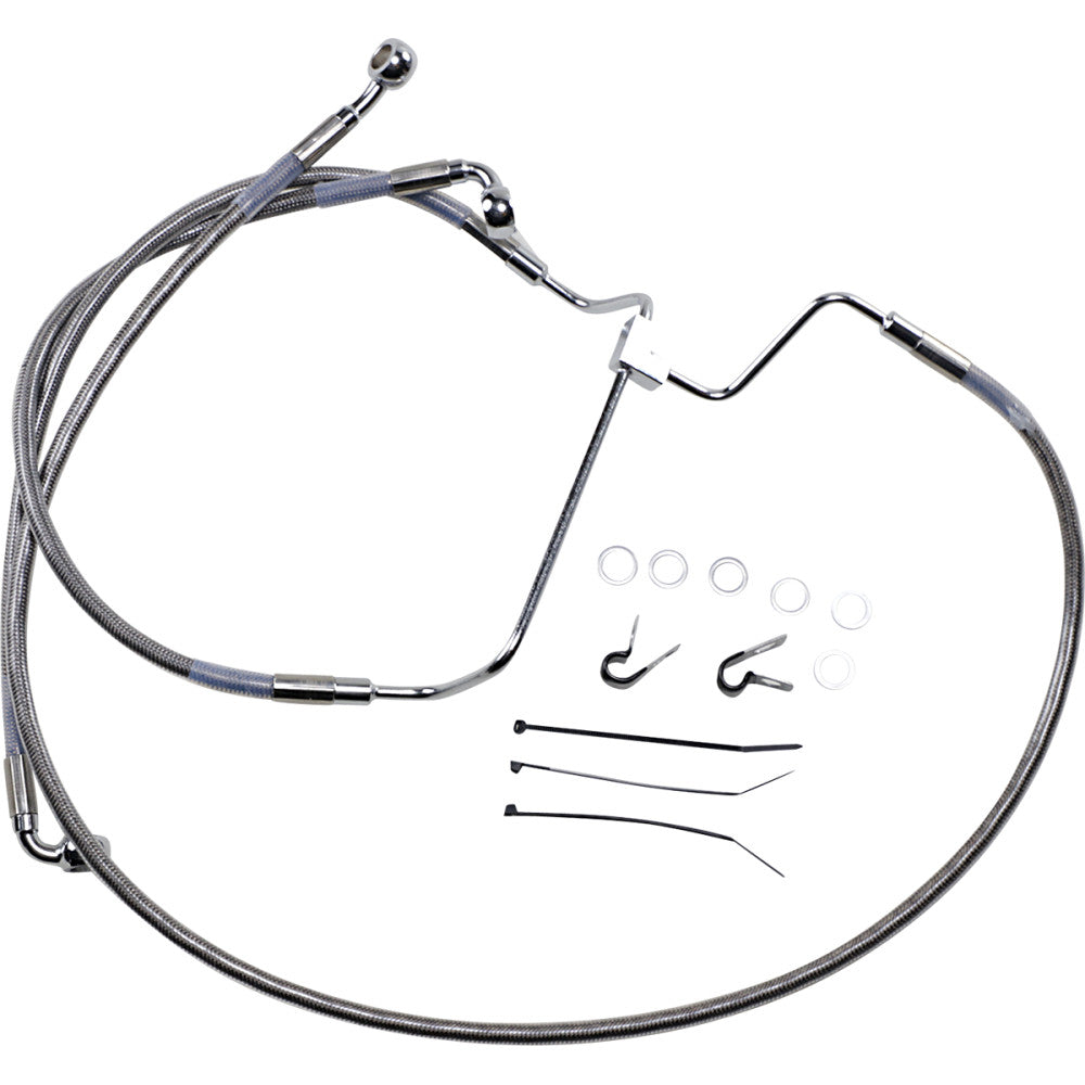 14-19 for Harley FLHT/FLHR/FLHX DS Extended Front Brake Line +10 W/O ABS
