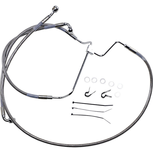 14-19 for Harley FLHT/FLHR/FLHX DS Extended Front Brake Line +10 W/O ABS
