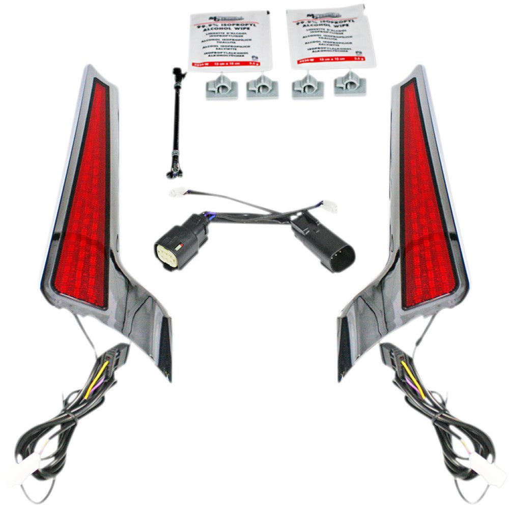 2010-2013 for Harley Road Glide Custom FLTRX Fascia LED Light Panels Chrome/Red