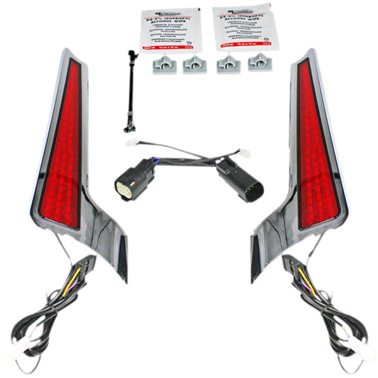 2010-2013 for Harley Road Glide Custom FLTRX Fascia LED Light Panels Chrome/Red