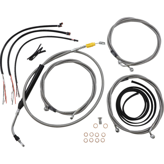 21-22 for HD FLHT/FLHR ABS LA CHOP Cable Kit W/Wire Ext 15-17" Bars Stainless