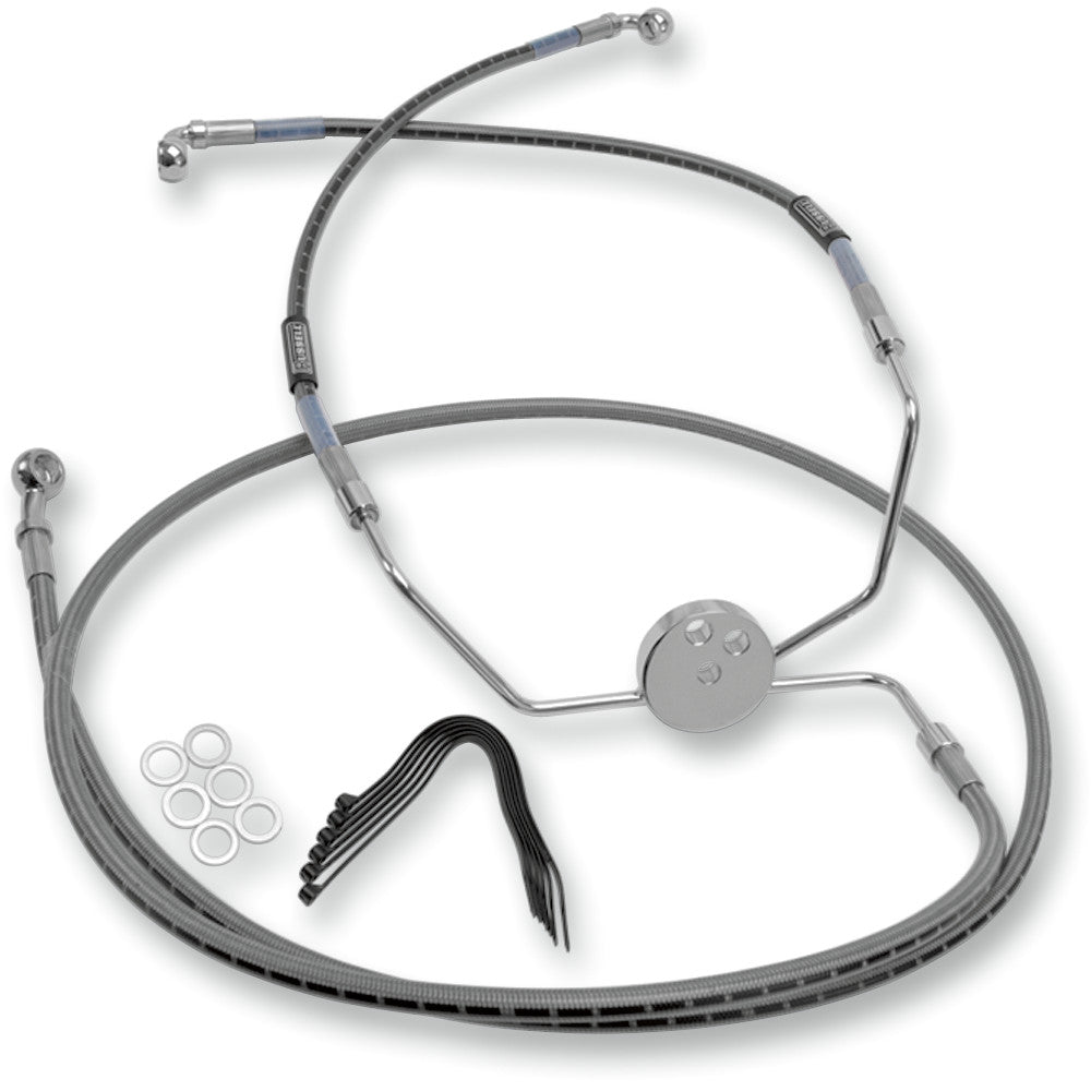 09-13 for Harley Road King EFI FLHR RUSSELL Brake Line Front Stainless Steel ABS