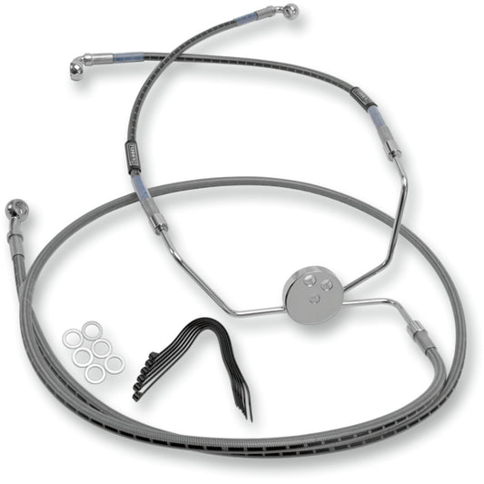 09-13 for Harley Road King EFI FLHR RUSSELL Brake Line Front Stainless Steel ABS