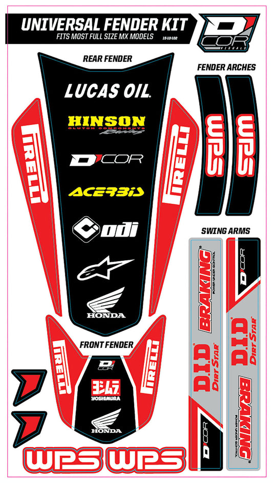 02-'19 for Honda CRF450R Trim Kit Red Wps Universal For Full Size Motorcycles