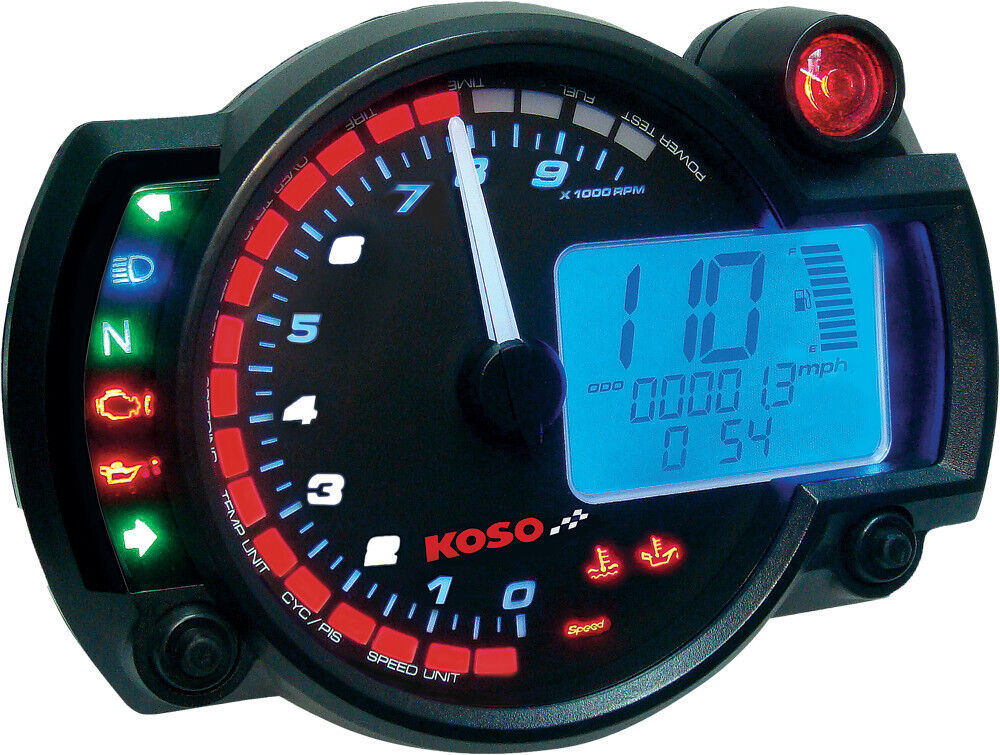 Koso RX-2N GP Style Multi-Function Gauge 19,000 RPM - Black Panel BA01 ...