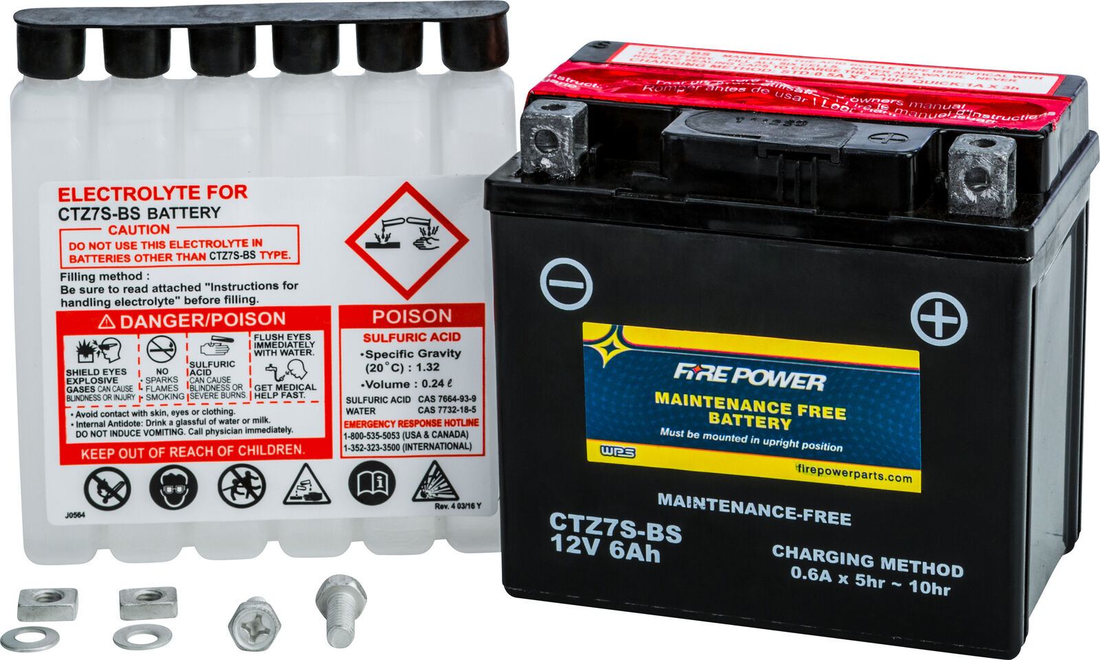 03-'17 for Yamaha WR450F FIRE POWER Battery Ctz7S-Bs Maintenance Free