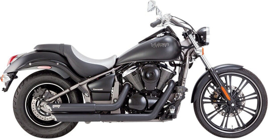 06-14 for Kawasaki VN900C Vulcan 900 Custom Staggered Twin Slash Exhaust Black