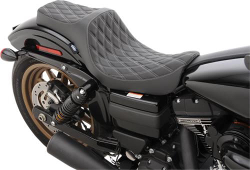 2008-2017 for Harley Fat Bob FXDF Predator III Seat Double Diamond Silver Thread