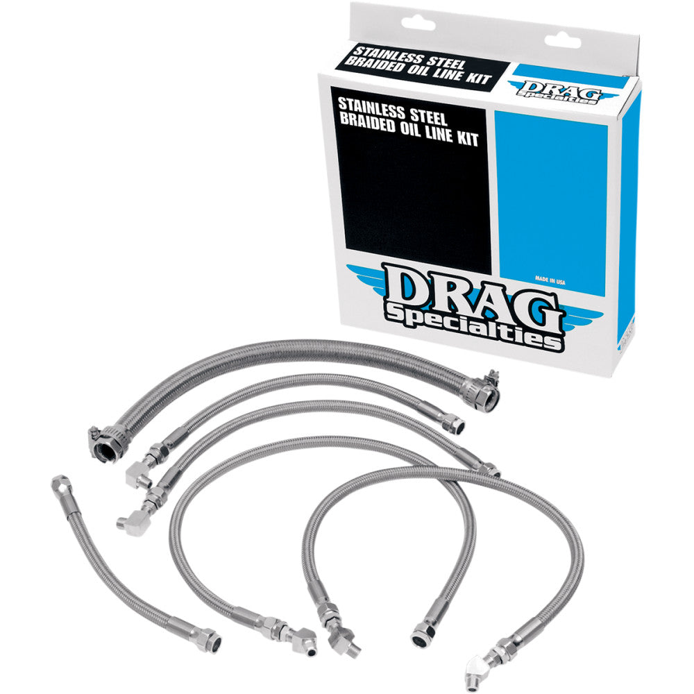 91-92 for Harley FLSTC early: 92 Oil Line Kit Braided Oil Line Kit