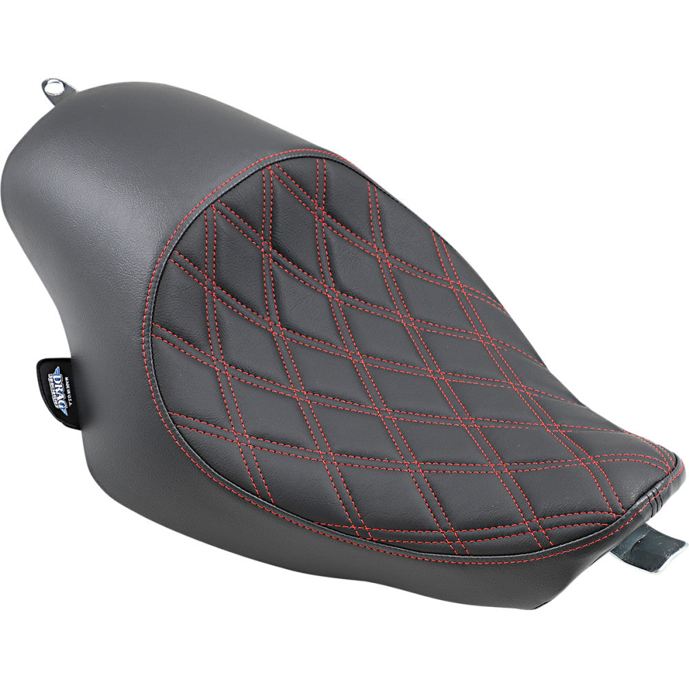 2009-2021 for Harley Iron 883 XLN 3/4 Solo Seat Double Diamond Red Stitch Vinyl