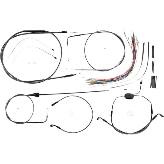 99-06 for Harley FLHR MAGNUM Handlebar Control Cable Kit KarbonFibr 12-14" Apes
