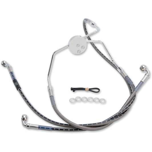 2009-2013 for Harley Road King EFI FLHR RUSSELL Brake Line Front +8" FL '08-'13