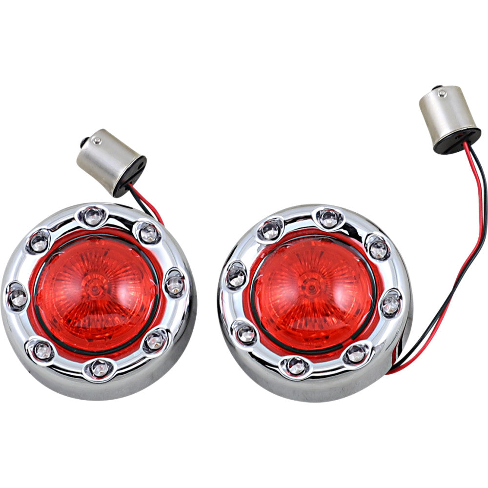 21 for Harley Softail Low Rider S FXLRS Bullet Turn Signal 1156 Chrome Red Lens