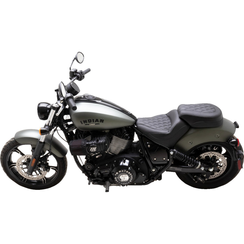 22-23 for Indian Chief MUSTANG Solo Touring Seat Passenger Black Diamond Stich